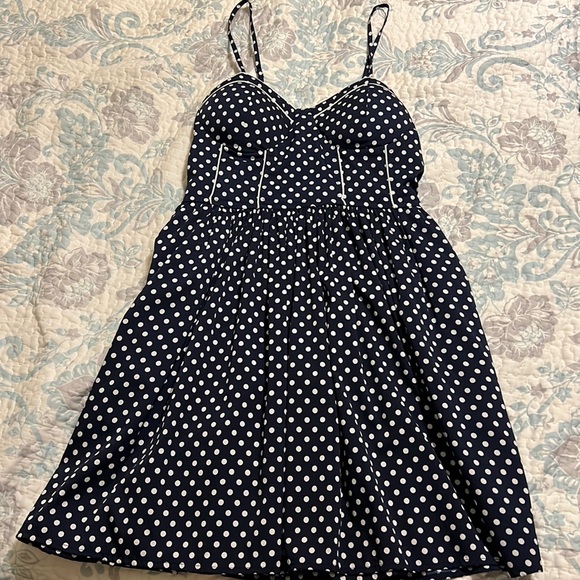 American Rag Dresses & Skirts - American Rag Navy and white polka dot dress with pockets has pin-up look